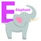 Children s Alphabet Icon Cartoon Elephant Letter E