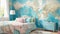 A children\\\'s bedroom artfully decorated to inspire wanderlust,