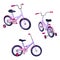 Children`s bicycle with detachable training wheels, pink - purple colors