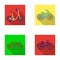 Children`s bicycle, a double tandem and other types.Different bicycles set collection icons in flat style vector symbol
