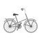 Children s bicycle with low frame and luggage compartment flaps.Different Bicycle single icon in monochrome style vector