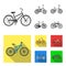 Children`s bicycle and other kinds.Different bicycles set collection icons in black, flat style vector symbol stock