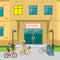 Children\'s bicycle parking near the school