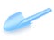 Children`s blue shoulder blade. A shovel for playing with sand. Shoulder blade on a white background. The concept of the