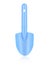 Children's blue shoulder blade. A shovel for playing with sand. Shoulder blade on a white background. The concept of