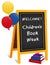 Children`s Book Week, Chalkboard Easel Sign, Books, Balloons