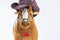 Children`s Brown Plush Toy Horse With Natural Cowboy Stetson. Pl