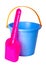 Children\'s bucket and shovel, isolated.