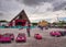 Children`s Car Carousel in city square