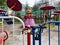 Children`s carousel locked during quarantine due to the Kovid 19 coronavirus pandemic