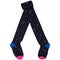 Children`s dark blue tights, with the application of many stars, partly folded, with pink fingers, isolate