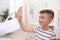 Children`s doctor giving high five to patient