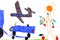 Children\'s drawing. airplane, car, tree, sun