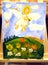 Children`s drawing of an angel in the Cathedral of Christ the Savior