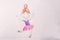 Children`s drawing with colored pencils - girl ballerina. A childhood dream of becoming a ballerina.