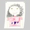 Children`s drawing. Picture painted by a kid. Daughter painted mom. Little girl with green eyes. A poster on the wall. Doodle