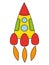 Children\'s drawing a rocket