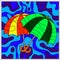 Children`s educational game. a children`s postcard. picture. drawing. illustration. umbrellas.