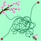 Children\\\'s educational game. Find the correct path of the bee to the flowering branch