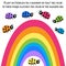 Children's educational game for the little ones to find the match of colors, butterflies and rainbows