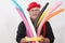 A children`s entertainer doing tricks with balloons