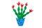 Children`s felt crafts. Green cactus with red flowers in blue po