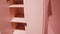 Children`s furniture closet shelves drawers storage interior pink box