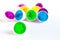 Children`s game to find perfect match with shape and color. Colorful details, eggs splitted in halfs. Can also represent concept