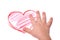 The children\'s hand is located in heart drawing