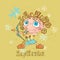 Children`s horoscope icon. Zodiac for kids. Sagittarius sign . Vector. Astrological symbol as cartoon character