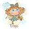 Children`s horoscope icon. Zodiac for kids. Virgo sign . Vector. Astrological symbol as cartoon character.