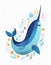 children\\\'s illustrated fish on a white background