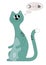 Children\'s illustration cat turquoise