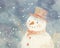 Children\\\'s Illustration of a Joyful Snowman Amidst a Snow Storm