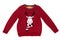 Children`s knitted sweater with a deer pattern. Isolate on white