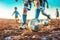 Children\\\'s legs playing football close-up