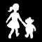 Children`s logo, girl with a bear holding hands