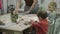 Children`s master class in clay modeling. Ceramic workshop