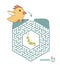 Children`s maze with chicken and worm. Puzzle game for kids, vector labyrinth illustration.