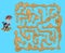 Children`s maze. Pirate treasure map. Puzzle game for kids, vector illustration.