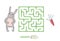 Children`s maze with rabbit and carrot. Puzzle game for kids, vector labyrinth illustration.