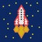 Children`s mosaic. A rocket in space. Vector illustration