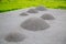 Children`s mounds covered with rubberized coating for sports grounds