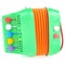 Children's musical instrument accordion. Green accordion made of plastic on a white background