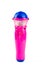 Children`s musical microphone on a white background. Pink microphone