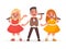 Children`s musical trio. A boy and a girls are singing a song on