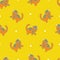Children's novelty shapes with baby tiger and polka dots pattern on yellow background.