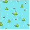 children\\\'s pattern with frogs singing on the lake