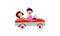 Children`s pedal car. Kids are playing. Vector illustration. White isolated background.