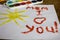 Children\'s picture with the words I love you mom